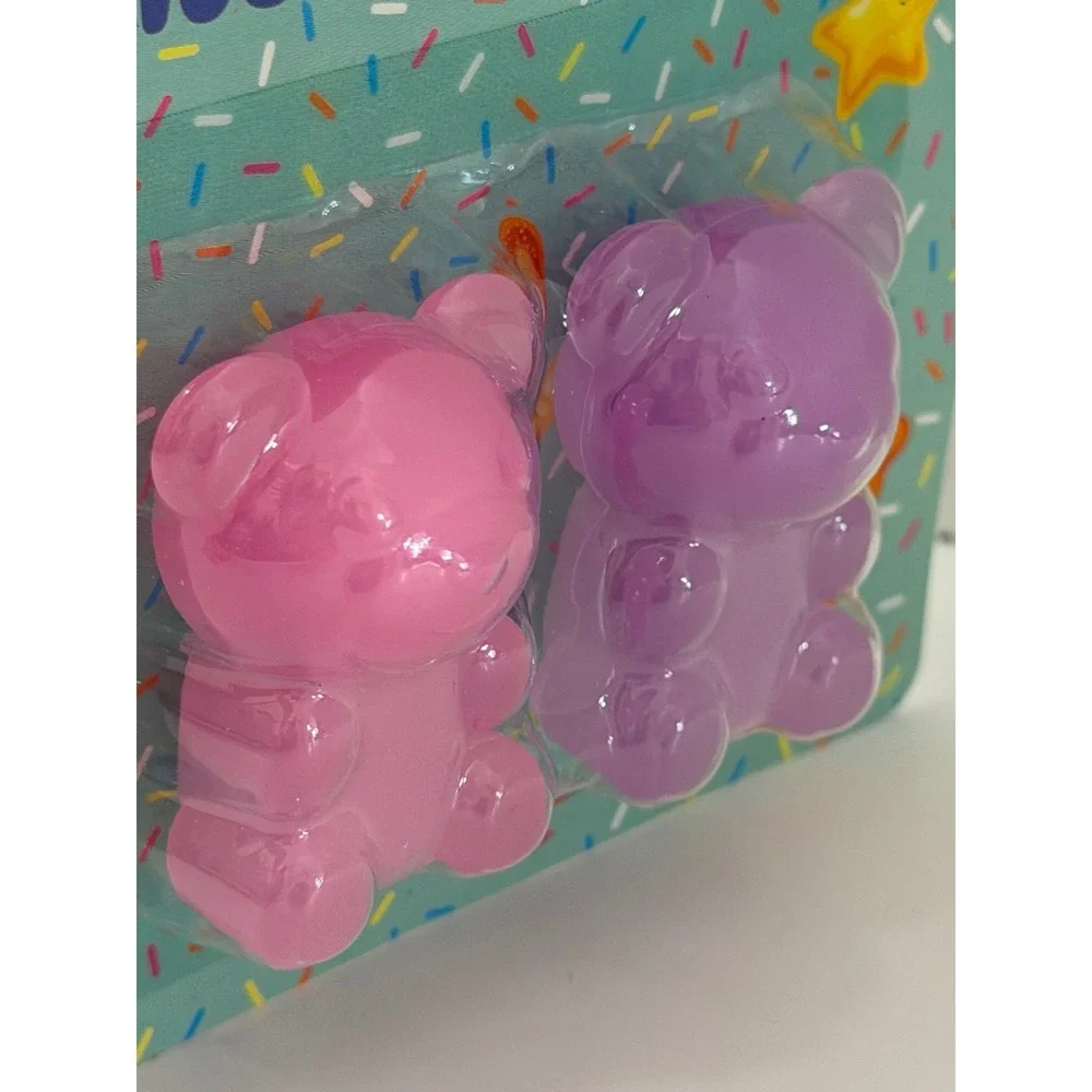 Gummy Bear Pencil Sharpener 2pc Set Pink Purple Translucent Desk Accessories